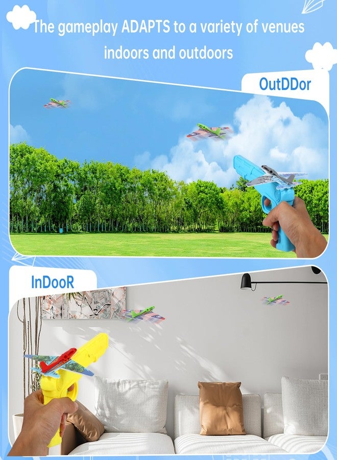 Manmel 12 Pack Airplane Launcher Toys for Kids, 2 Launchers and 10 Foam Glider, Indoor Outdoor Flying Toys for Boys Girls 4-8 Years Old, Plane Party Favors Birthday Gifts for Toddlers - Image 4